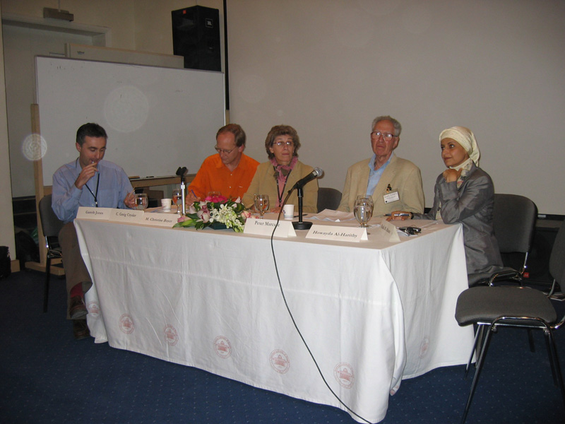 Professors Gareth Jones, Greig Crysler, Christine Boyer, Peter Marcuse and Howayda Al-Harithy in the final plenary session